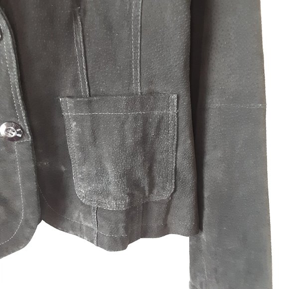 Atmosphere Women's Black Suede Leather Jacket Blazer Size Large - Picture 4 of 16
